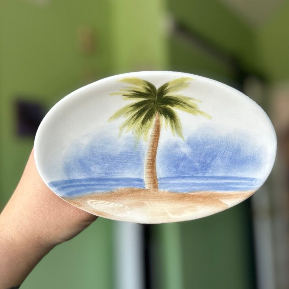 VTG Island Beach Motif Kitchen Bathroom Sink Ceramic Bar Soap Holder